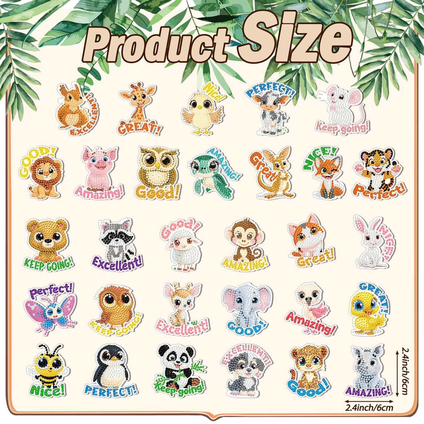 Xuhal 30 Pcs Inspirational Diamond Painting Magnets Motivational Animal Diamond Art Magnets Kits for Adults Positive Animal 5d Rhinestone Refrigerator Magnetic Sticker for DIY Craft Fridge Gifts