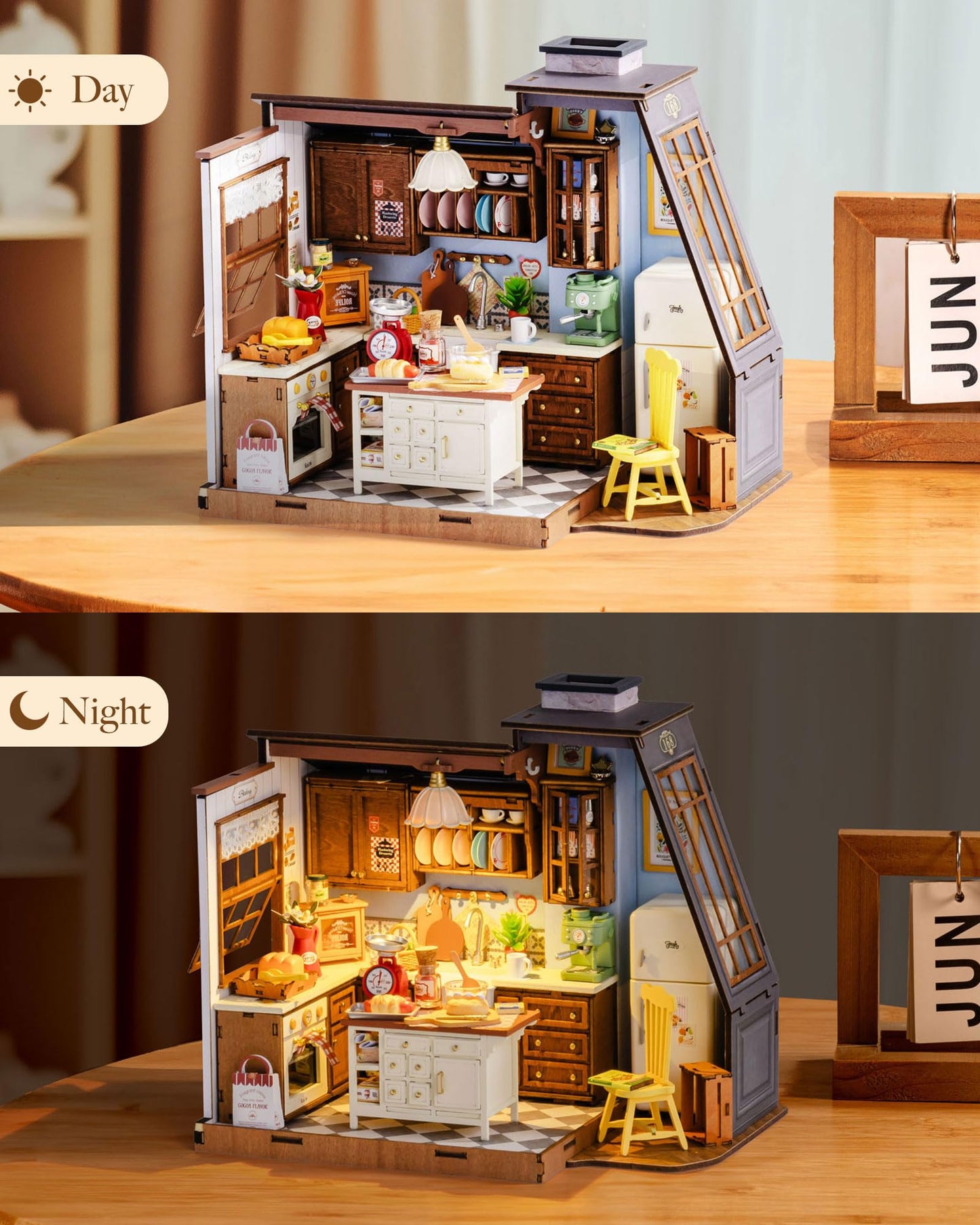 Rolife DIY Dollhouse Miniature House Kit 1:18 Scale Baking Kictchen with Pitched Roof Window, Diorama Tiny House Building Kit Crafts for Adults Home Decor Gift for Women Men Her