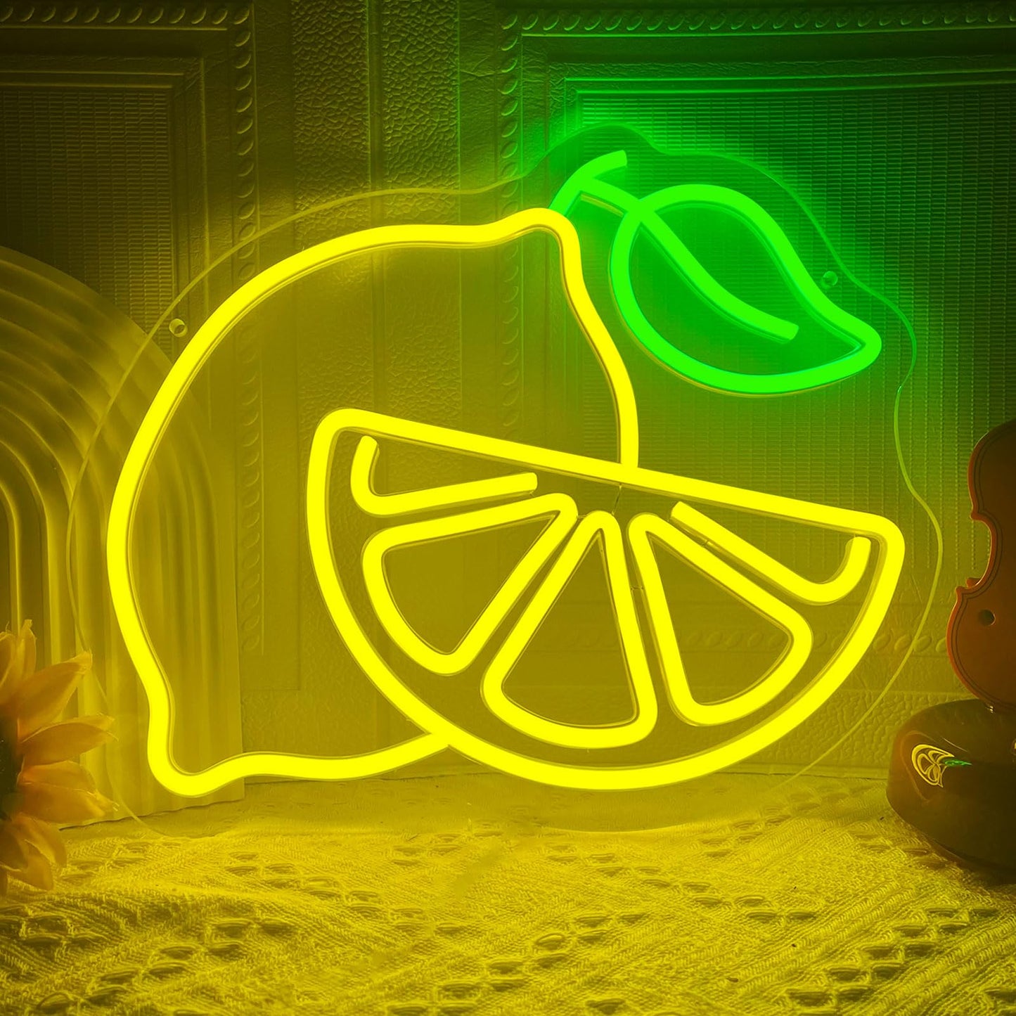 Lemon Neon Sign for Wall Decor, Dimmable Yellow Lemons Neon Lights, Vibrant Fruit Themed Neon LED Signs for Kids Room, Bedroom, Restaurant, Bar, Club, Fruit Shop, Birthday Party