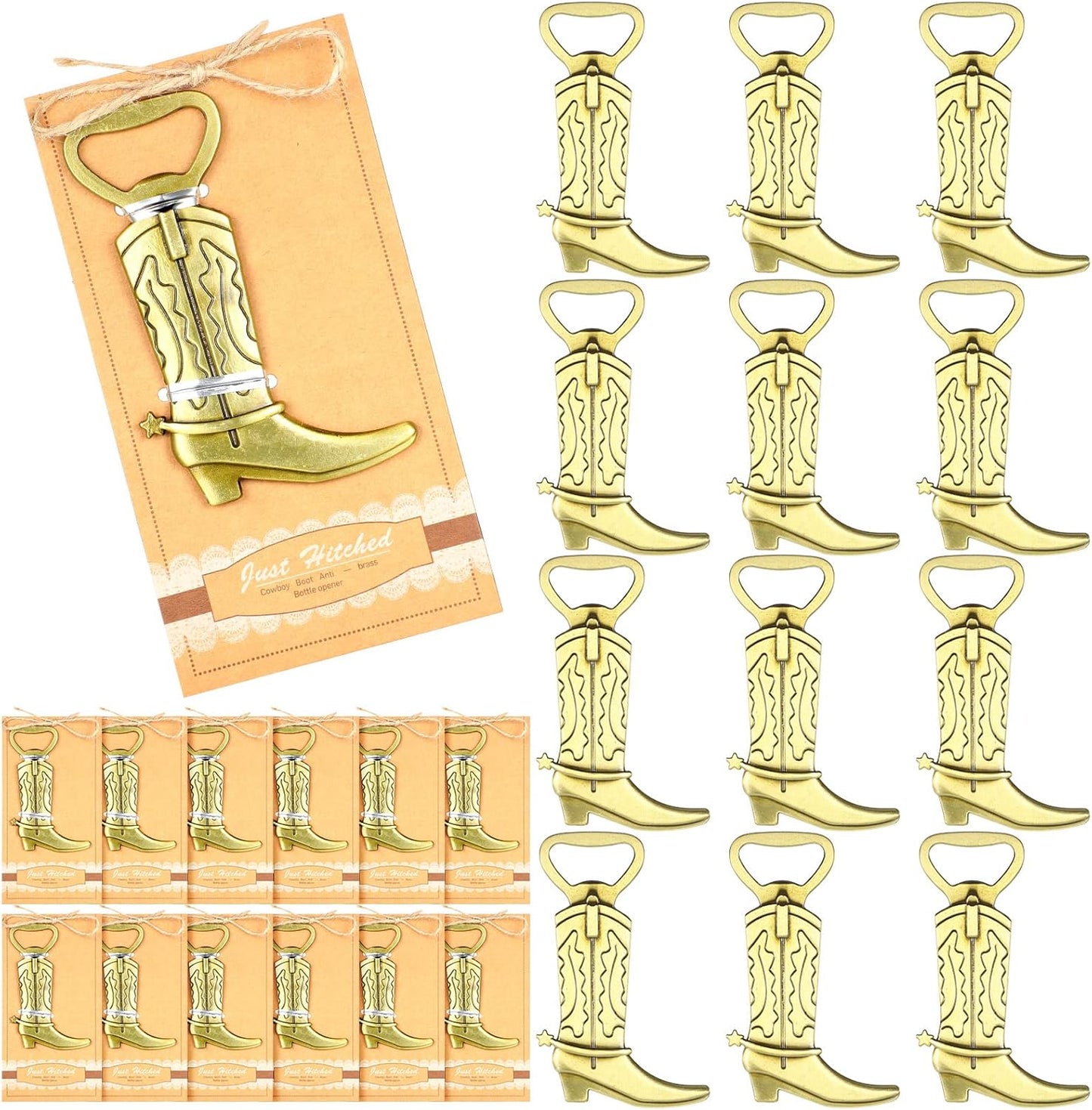 12 Youyole Pcs Cowboy Boot Metal Bottle Openers Baby Shower Favors Stainless Steel Bottle Openers for Wedding Birthday