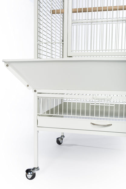 Prevue Pet Products Large Dome Top Bird Cage - Medium Steel Cage with Casters, Dual Locks, Seed Guards, and Perches, Ideal for Cockatiels, Conures, and Similarly Sized Birds - Chalk White