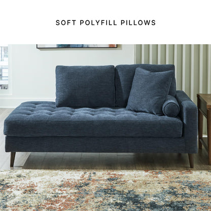 Signature Design By Ashley Bixler Classic Tufted Right-arm Facing Corner Chaise with Tapered Legs and Removable Cushions, Blue