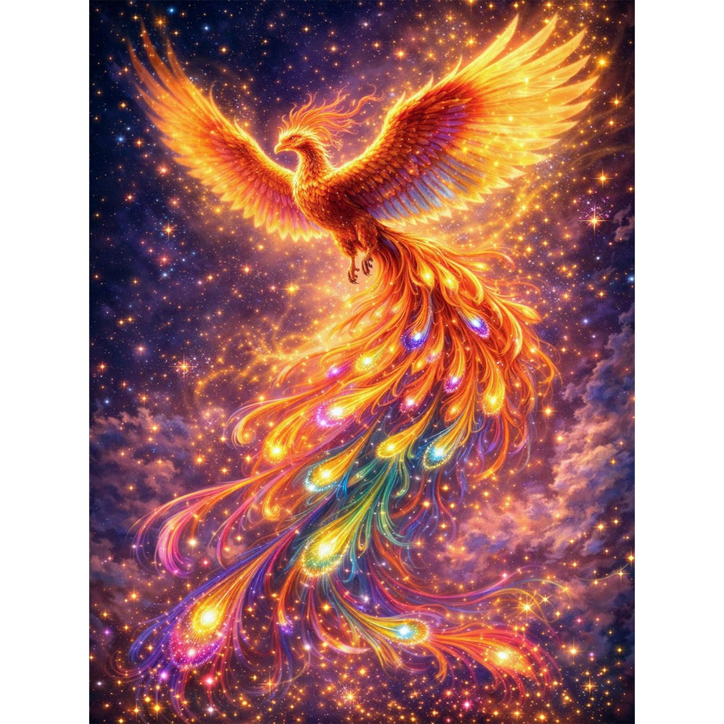 IOHEFY Phoenix Fire Diamond Painting 12 x 16 Inch Full Drill Acrylic Diamond Art DIY Crystal Rhinestone Fantasy Mythical Bird Artwork Nano Pearlescent Canvas Wall Decor Gift