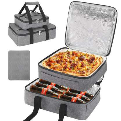 Wakaye Insulated Casserole Carrier for Hot or Cold Food, Fits 8"-15" Baking Dish，Thermal Food Carrier Bag, Lasagna Lugger Tote for Potluck Parties/Picnic/Cookouts/Lunch, Grey，2 Pack