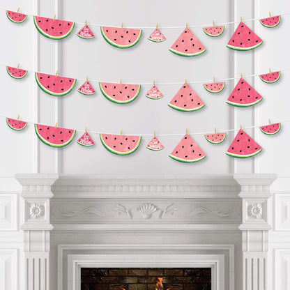 Big Dot of Happiness Sweet Watermelon - 44 Pieces Fruit Party DIY Decorations Clothespin Garland Banner