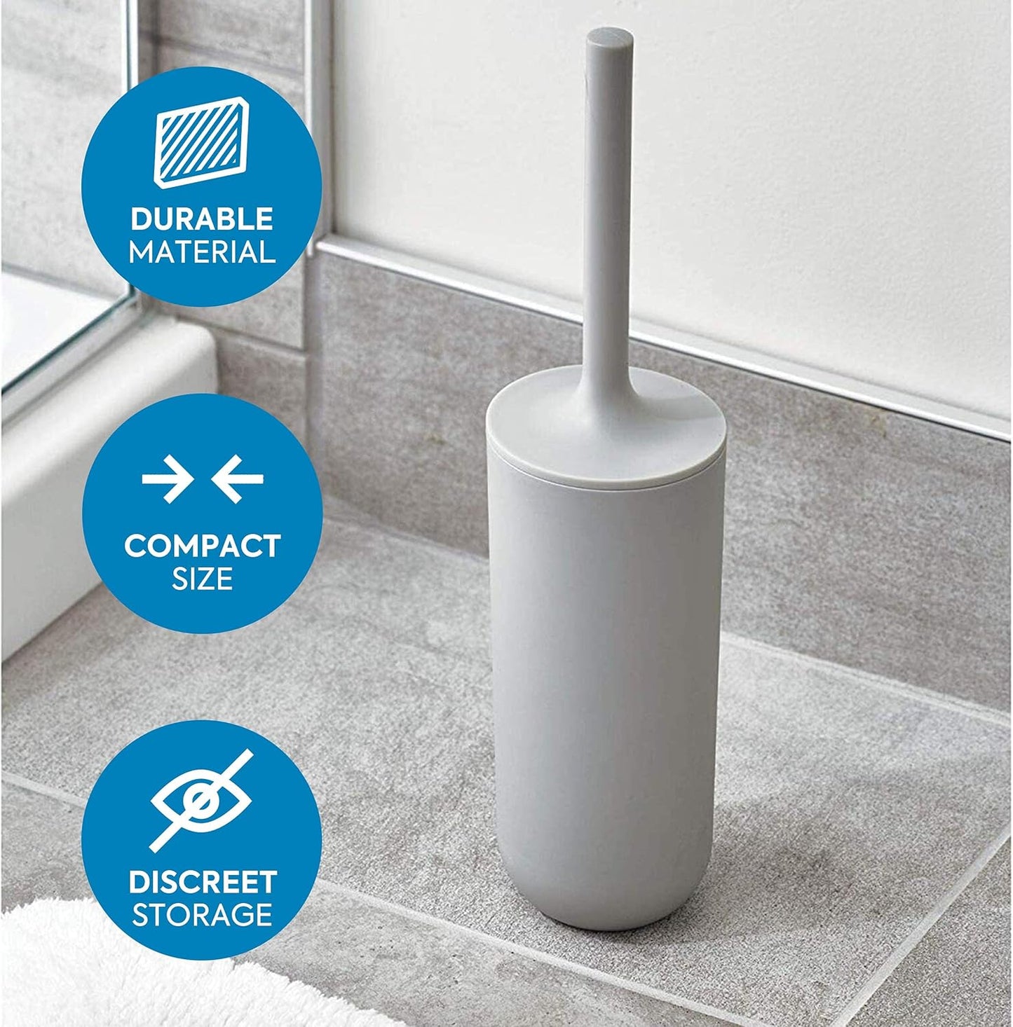 iDesign Cade Bowl Brush and Holder, Toilet Cleaning Set for Bathroom, Matte Gray (2 Each)