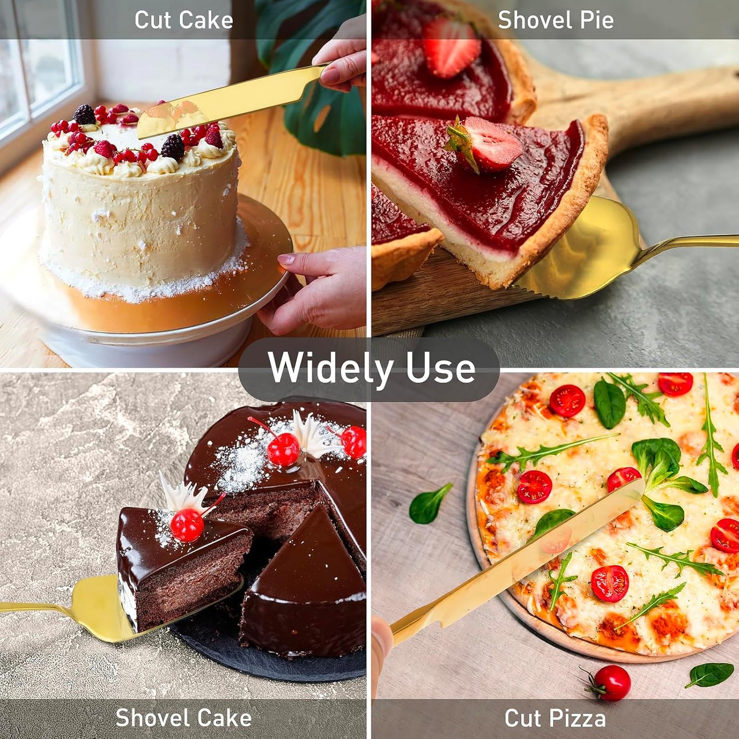 2Pcs Wedding Cake Knife and Server Set, Premium Stainless Steel Cake Cutter, 10.63" Knife and 9.25" Pie Server
