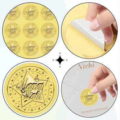 CRASPIRE 625Pcs Honor Roll Star Gold Certificates Stickers 1.5" Foil Embossed Self Adhesive Envelopes Seals Round Labels for Invitation Graduation Award Corporate Diplomas Wedding Gift Wrapping Decor