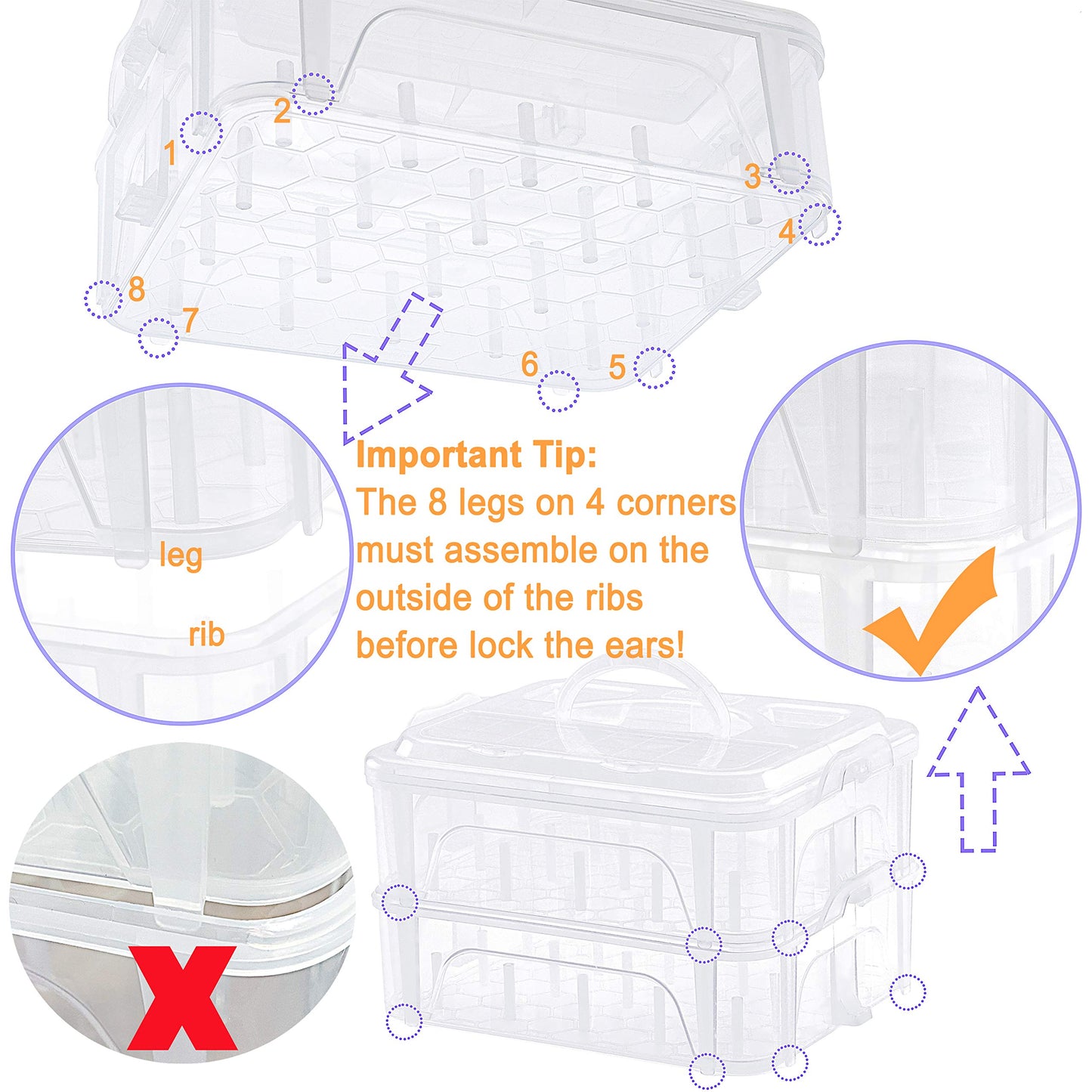 New brothread 4 Layers Stackable Clear Storage Box/Organizer for Holding 80 Spools Home Embroidery & Sewing Thread (Spool Size Requirement: Height≤2.2"/5.6CM; Width≤1.69"/4.3CM)