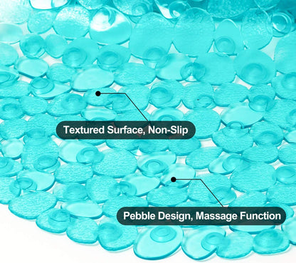 27 14 Inch, WELTRXE Pebbles Bath Mat Oval Non-Slip Bathtub Mat with Suction Cups, Drain Holes for Bathroom Showers