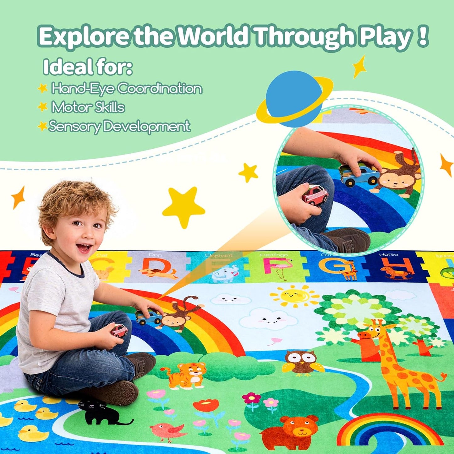 5x7 Safe(60"x80") Baby Play Mat for Floor, FT Non-Slip Nursery Rug, Extra Thick Large Area Kids Rugs, Kids Mat