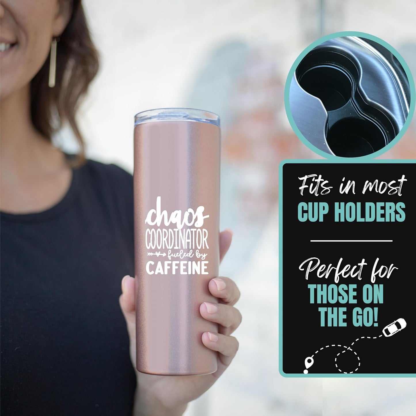 Brooke & Jess Designs Chaos Coordinator 20 oz Tumbler, Best Insulated Travel Cup for Boss Women, Great Gifts for Mom,