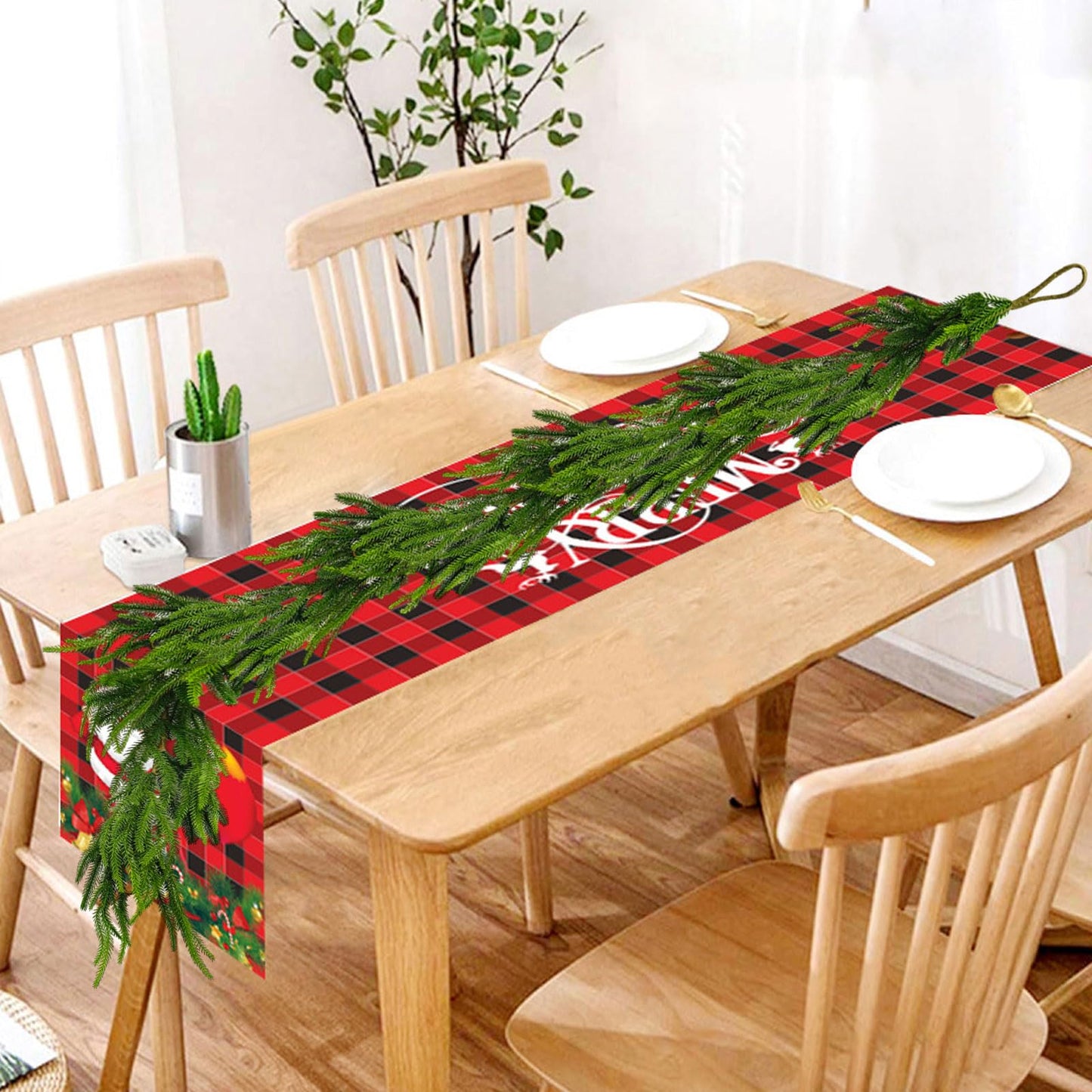 GLLBTPT Christmas Norfolk Pine Garland,9 ft Artificial Green Garland Holiday Decoration Outdoor Indoor for Stairs Railing Fireplace