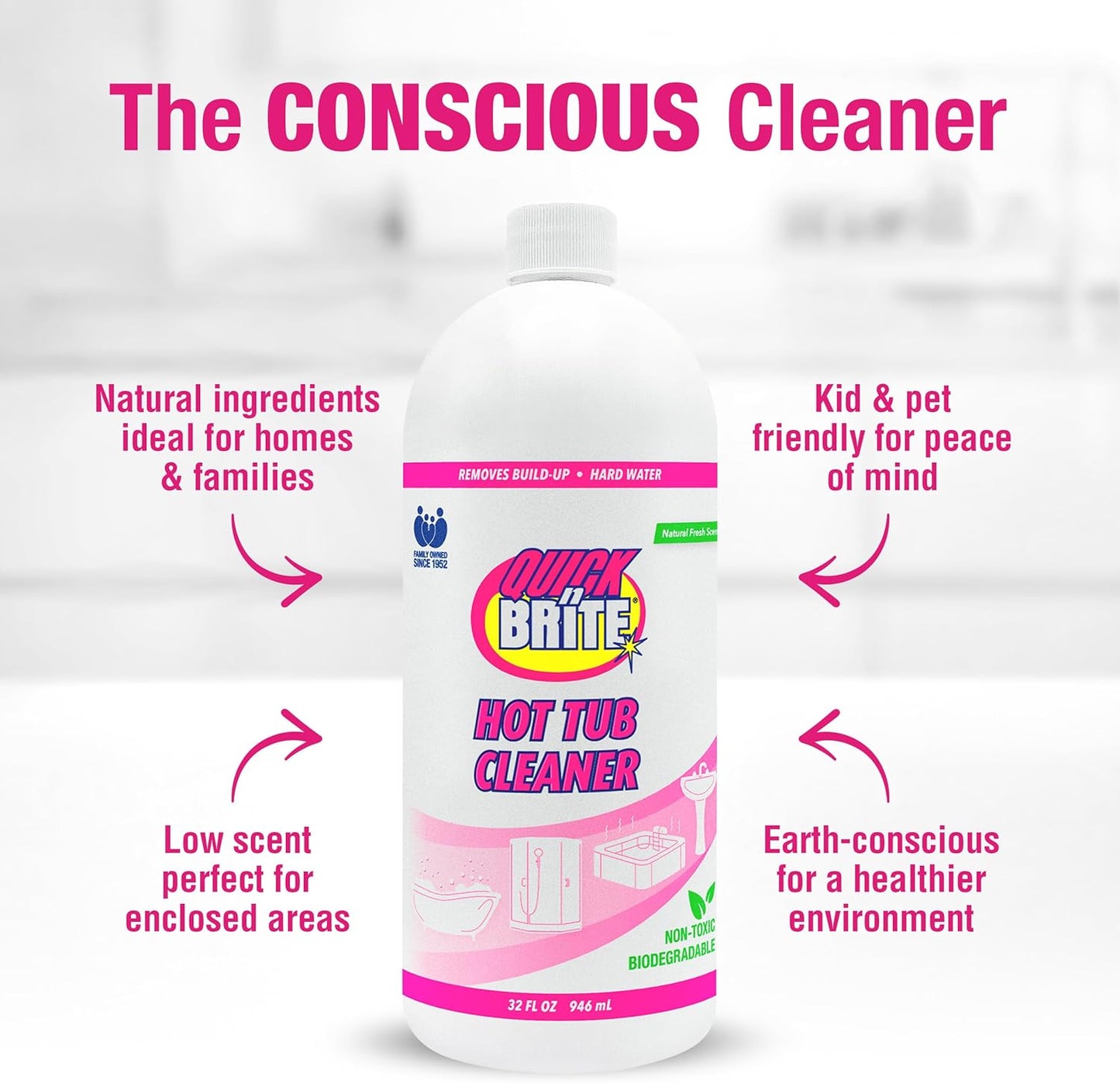 32 oz. (Packaging Quick 'n Brite Heavy Duty Hot Tub Cleaner - Non-abrasive Cleaning Gel, May Vary)