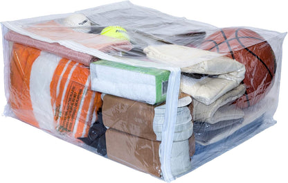 Set of 5 Clear Vinyl Zippered Storage Bags, 24 x 20 x 11 Inch