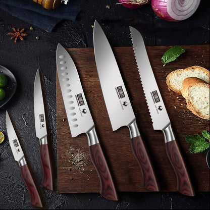 HOSHANHO Kitchen Knife Set with Block 18-Piece, Super Sharp High Carbon Stainless Steel Chef Knife Set, Professional Cutlery Knife Set with Sharpener