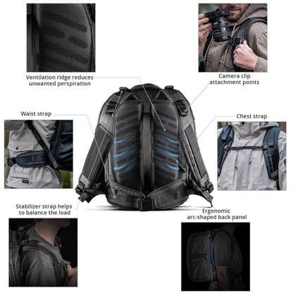 PGYTECH OneMo 2 25L-33L Camera Backpack with Shoulder Bag+Wash Pouch Hanging Toiletry Bag for Men, Waterproof Dopp Kit Travel Makeup Bag Organizer for Toiletries & Cosmetics, Black