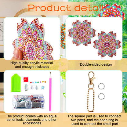 Macarrie 3 Pack Diamond Painting Suncatcher Spring Diamond Art Sets Painting Suncatcher Rhinestone Wind Chime Double Sided Crystal Hang Ornament Flower Crystal Kit Gifts for DIY Window(Stylish Style)