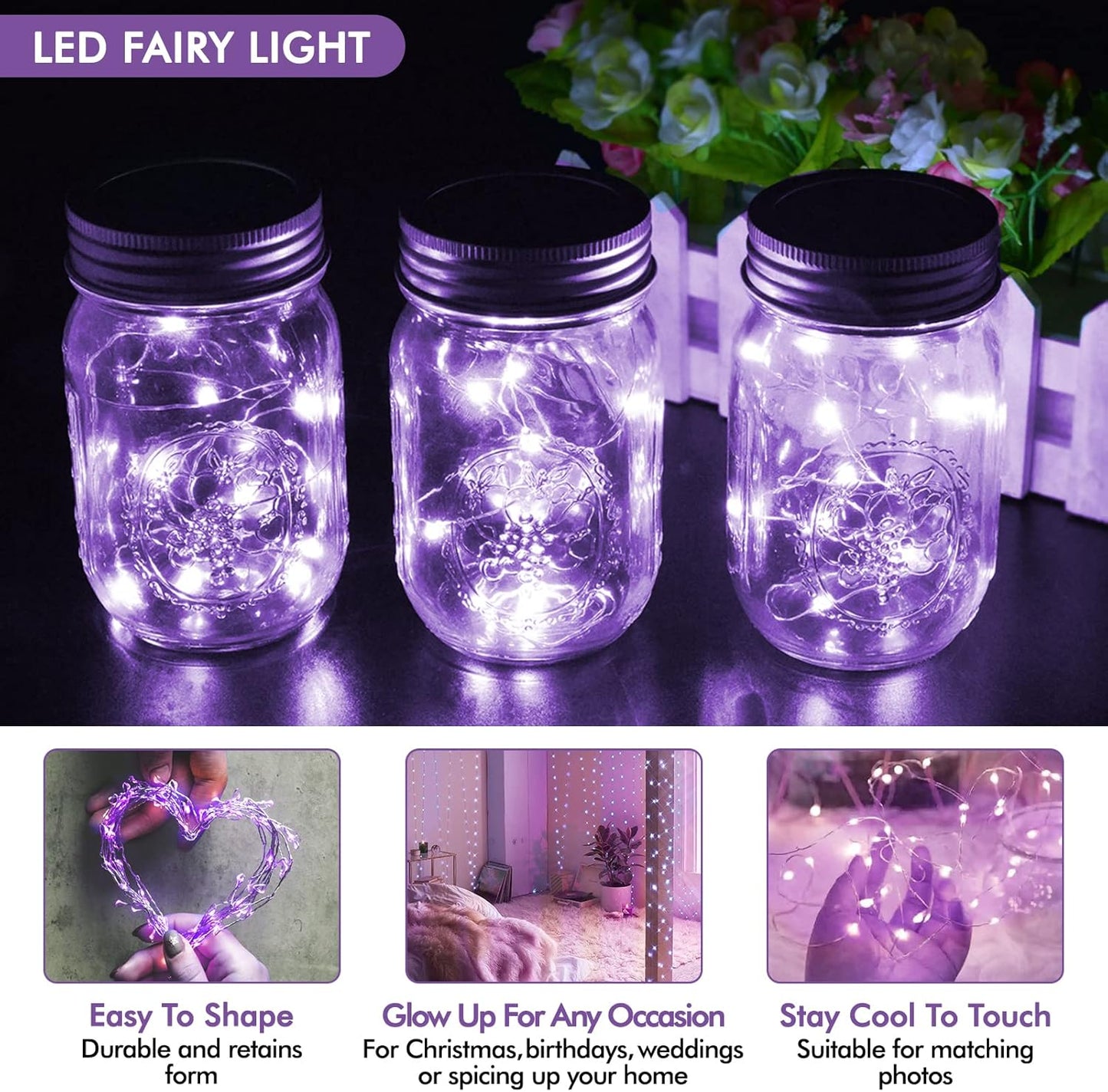 12 Pack Lights7FT 20LED Bexdir Fairy Lights Battery Operated String Waterproof Silver Wire Christmas Lights