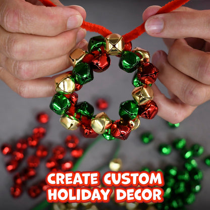 READY 2 LEARN Christmas Crafts | Create Your Own Jingle Bell Wreath Ornaments | Set of 4 | DIY Ornaments for Kids | Christmas Tree Decoration | All Materials Included