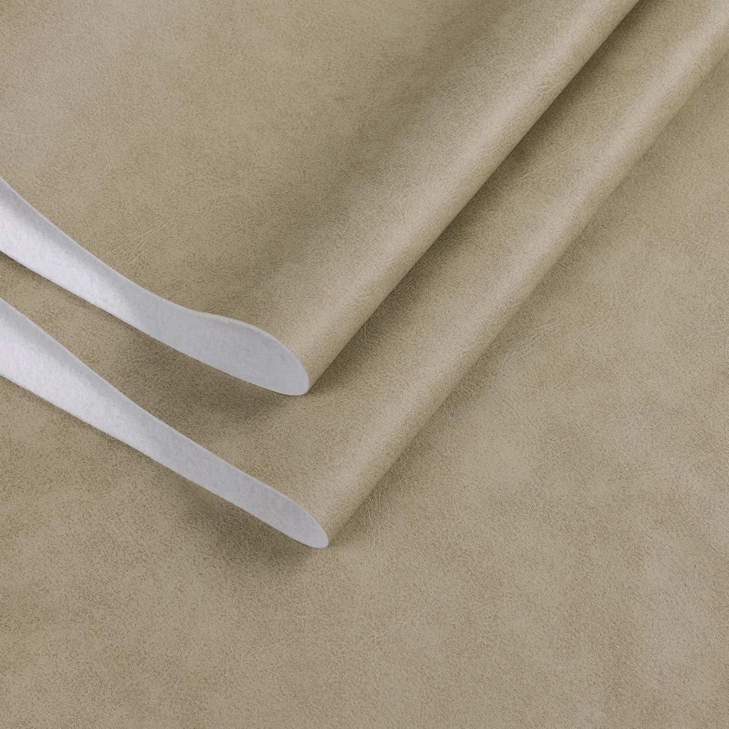 Faux Leather Vinyl Upholstery Fabric by The Yard, 1.3mm Thick Soft Anti-Scratch Durable Marine Vinyl Fabric Synthetic Leather for Sofa Bags Chairs Car Seats DIY Crafts, 1 Yard Cut 55" x 36" (Oatmeal)