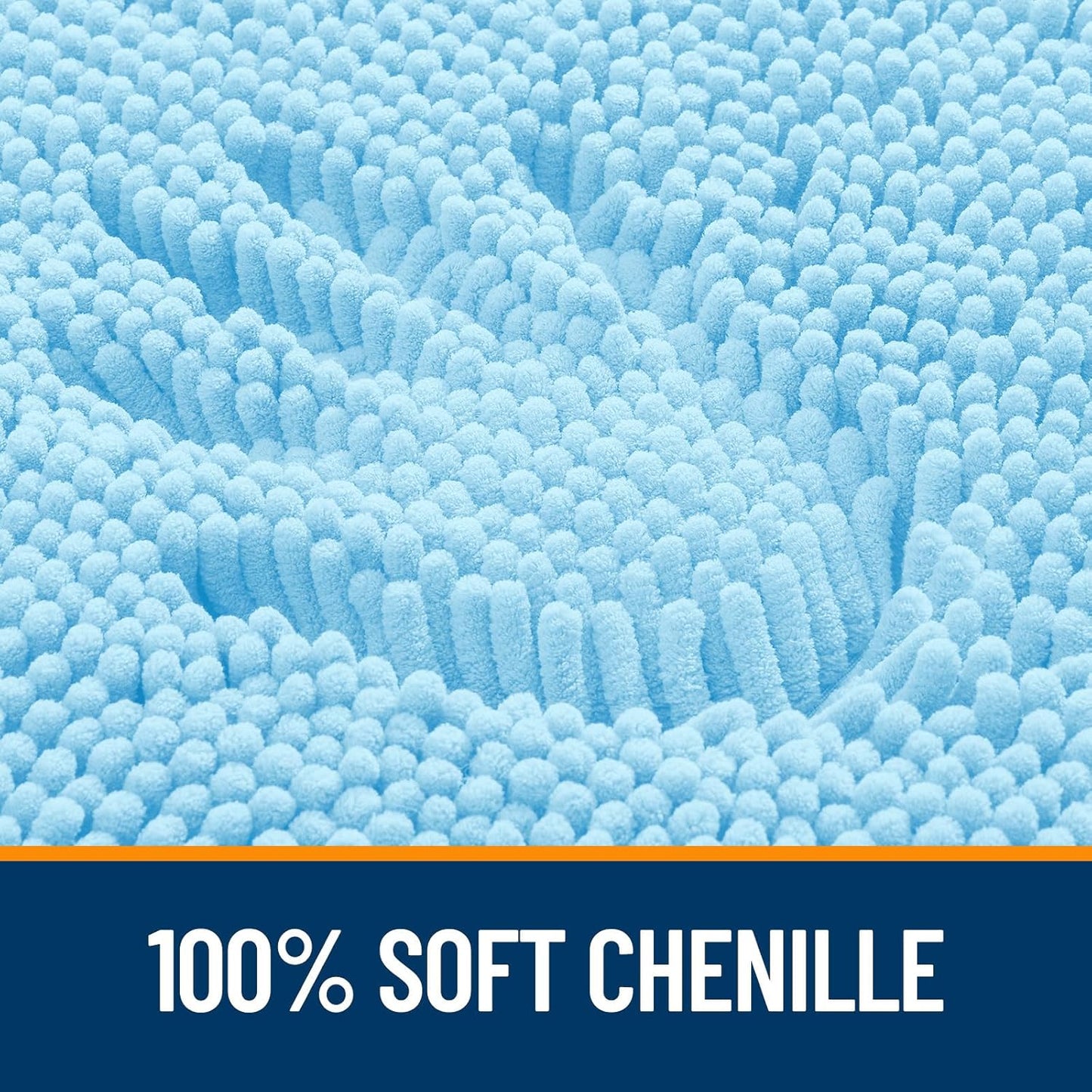 OLANLY Bathroom Runner Rugs - Soft Absorbent Chenille with Rubber Backing | Quick Dry, 47x17, Sky Blue