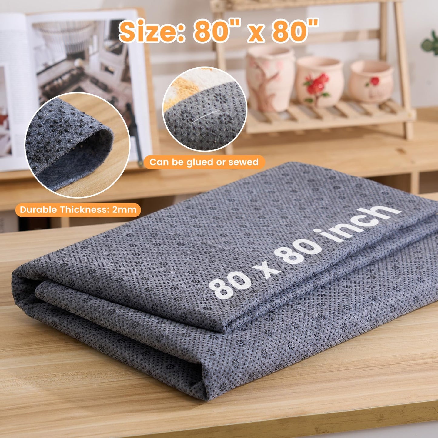 Riiai 80" x 80" Overlocking Primary Tufting Cloth with Marked Lines and 80'' x 80'' Rug Backing Non-Slip Rug Pad Fabric, Rug Tufting Cloth Kit with Monk Cloth and Backing Fabric,Tufting Supplies