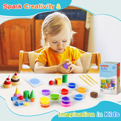 GAGATOAD 36 Colors Ultra Light Air Dry Clay Kit with Pressing Board Modeling Clay Plastic Tools, with Guide Book for Boys and Girls Age 3-12 Year Old Gift Toy Clay Art Crafts