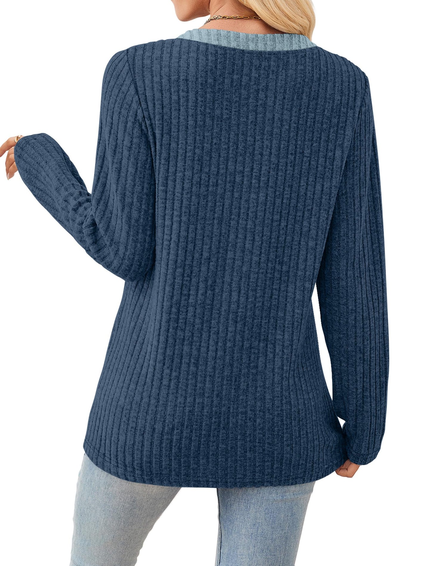 SAMPEEL Womens Sweaters Lightweight Long Sleeve Shirts V Neck Tops with Button Fall Outfits 2025