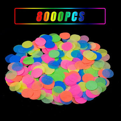 10000 pieces UV Neon Round Confetti - 5 Colors Neon Fluorescent Tissue Dot for Blacklight Party Supplies