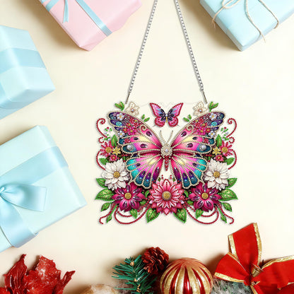 LPDJITO Butterfly Diamond Painting Kits Hanging Pendant, Special Shaped Crystal DIY Flowers Diamond Art Hanging Sign Double-Sided Pattern Gem Painting Window Door Ornament
