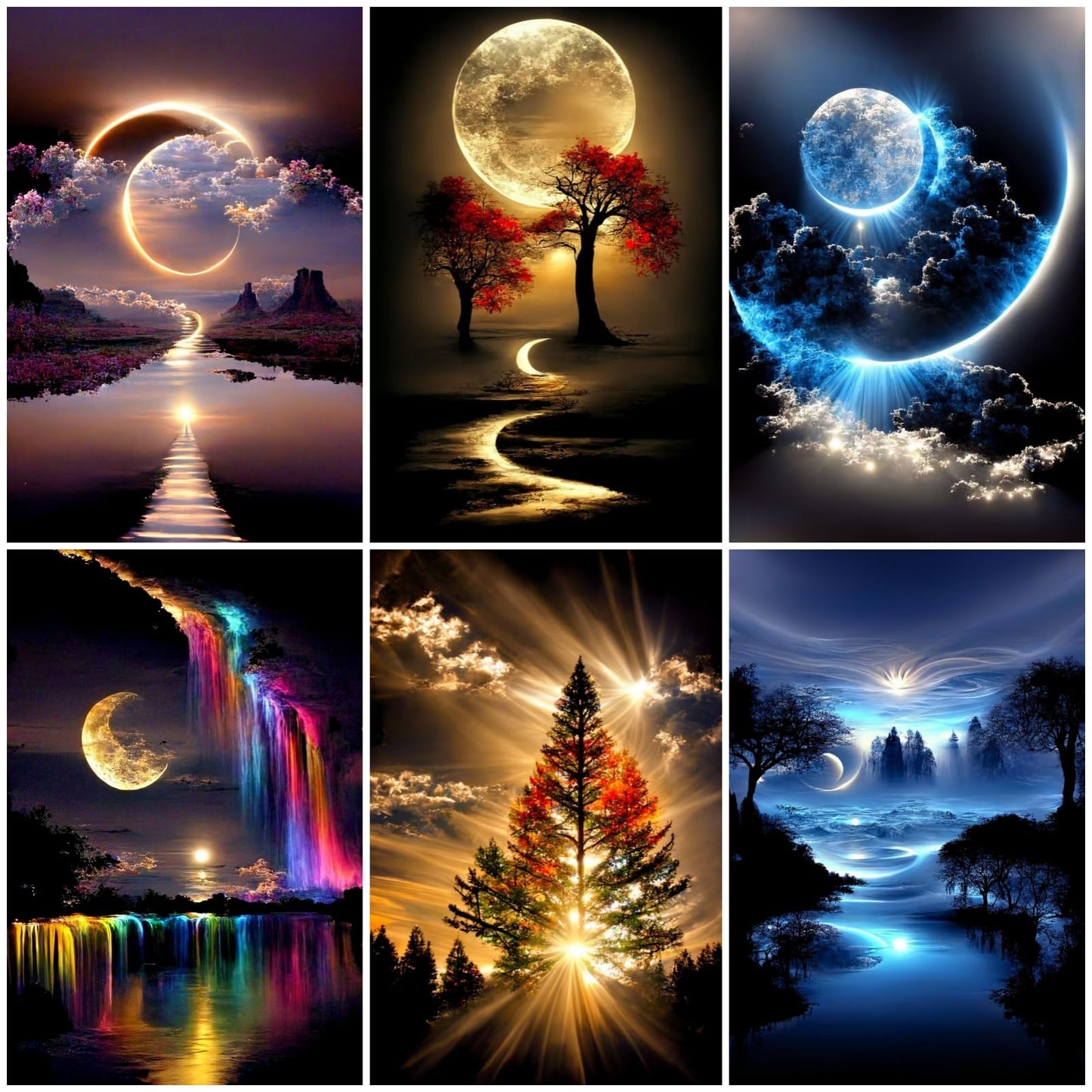 6 Pack Diamond Art Kits for Adults,Landscape 5D Diamond Painting for Adult Beginners,DIY Full Drill Round Gem Painting Dot Art Sets,Home Wall Decor 9.8x13.8 Inch