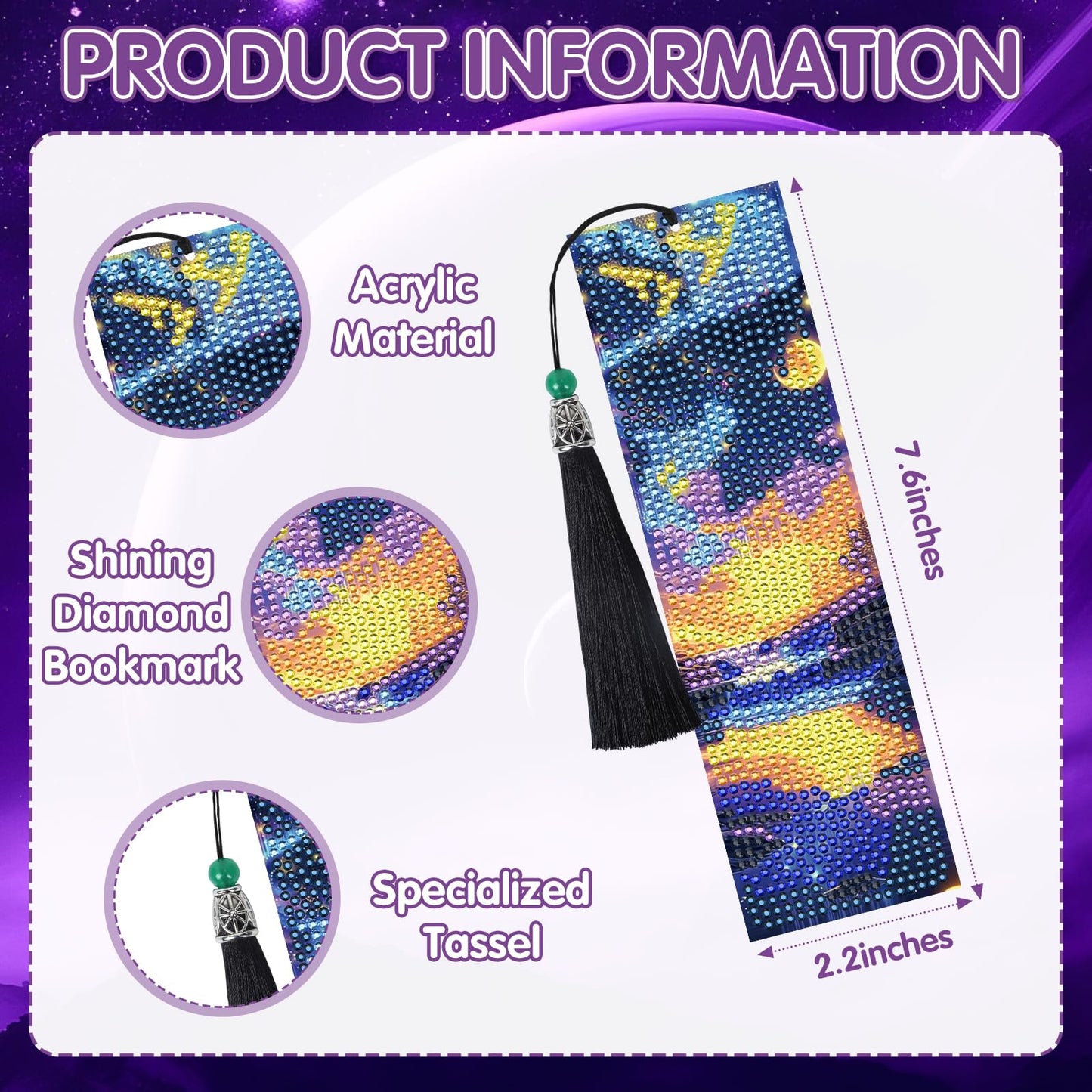Sitsink Landscape Diamond Art Bookmarks - 8 Pcs Polar Lights Aurora Diamond Painting Kits Bookmarks Set Scenery Design