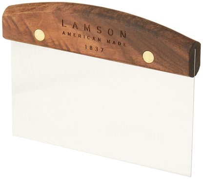 Lamson Kitchen Utensils - 3" x 6" Bench Scraper, High-Carbon Stainless Steel Dough Scraper, Ergonomic Riveted Walnut Handle, Handcrafted, Full-Tang Design, Built to Last