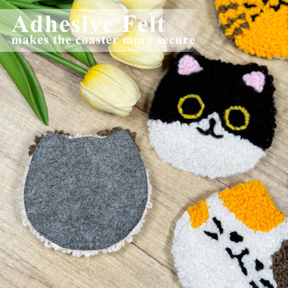 Morledoa Punch Needle Coasters Kit, Punch Needle Kits Adults Beginner, Cat Coasters Kit with Adhesive Felt, Yarns, Embroidery Hoop, Instruction