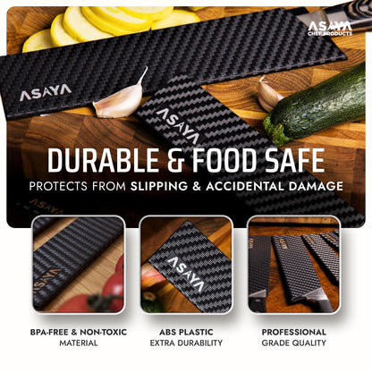 Asaya Professional Chef Knife Edge Guards – 6 Piece Knives Universal Covers - Extra Strength ABS Plastic and Food Safe Kitchen Knife Sheath Covers – Knives Not Included
