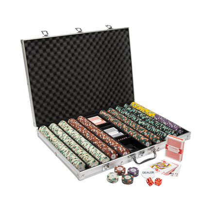 Claysmith Gaming Poker Knights Poker Chips Set - 1000 Heavyweight (13.5-Gram) Clay Composite Chips with Aluminum Case - Professional Casino Supplies, Kits, Holders, & Storage Container