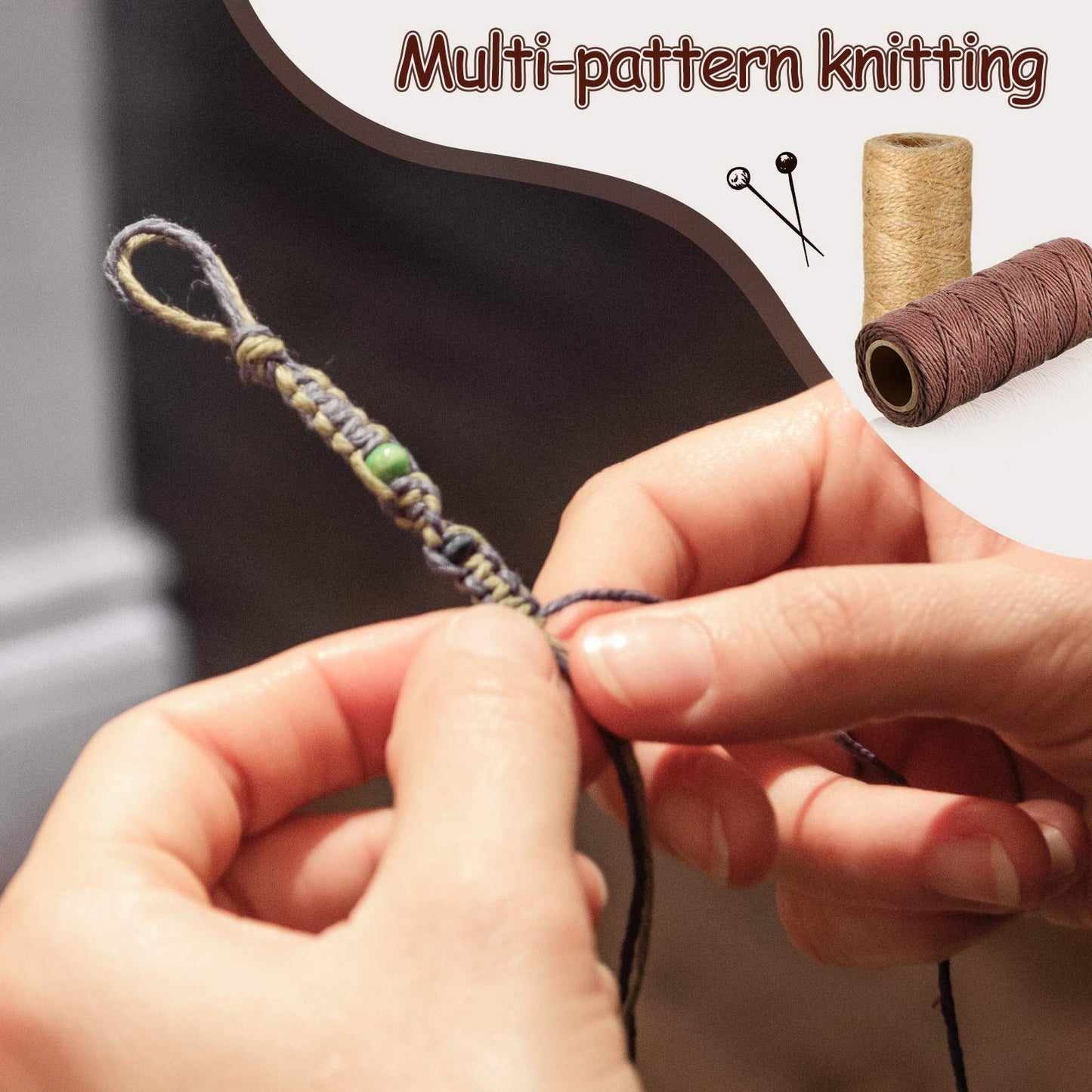 6 Rolls Thread Cord Set Flax String Cord Twine String Rope for Handmade Craft, Bracelets Keychains Making Accessories, 1 mm, 264 Yards in Total (Black, White, Dark Brown, Dark Gray, Khaki, Beige)
