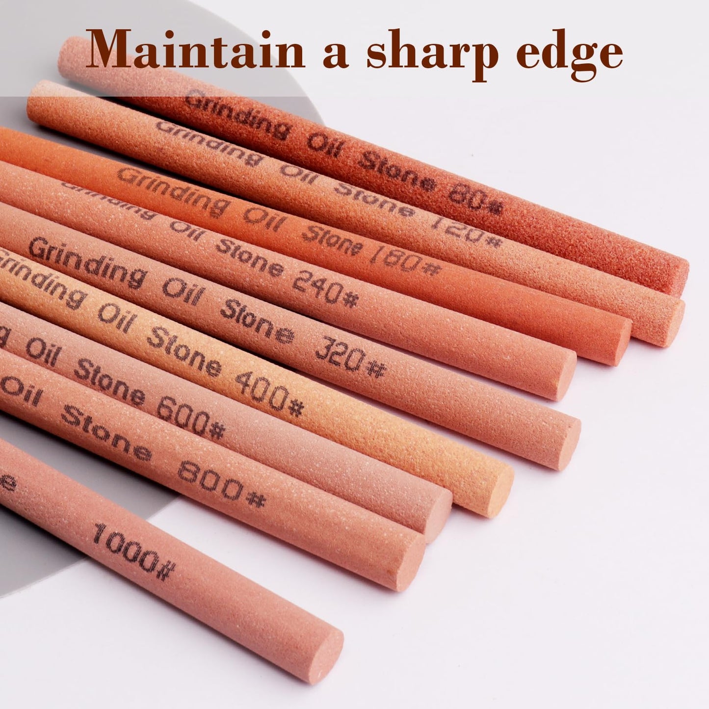 CBRIGHT 10pcs Sharpening Stone Set-10 Grit Cylindrical Assorted Sizes Whetstone Sharpener Polishing Honing Stone Kit 80# 120# 180# 240# 320# 400# 600# 800# 1000# 1200# (5.9x0.39inch)