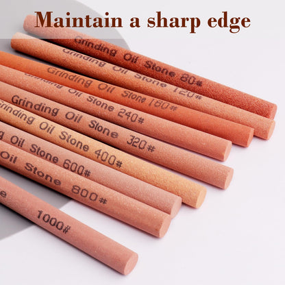 CBRIGHT 10pcs Sharpening Stone Set-10 Grit Cylindrical Assorted Sizes Whetstone Sharpener Polishing Honing Stone Kit 80# 120# 180# 240# 320# 400# 600# 800# 1000# 1200# (5.9x0.39inch)