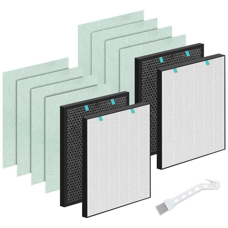 Asrhine 2 Sets Air400 Filter Replacement for Bissell Air400, 2 Filter, 2 Carbon Post Filter, 8 Pre Filter, Compared to Part 2521 and 2520 (2 Sets Air400)