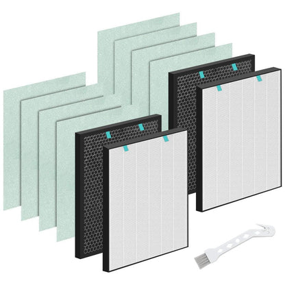 Asrhine 2 Sets Air400 Filter Replacement for Bissell Air400, 2 Filter, 2 Carbon Post Filter, 8 Pre Filter, Compared to Part 2521 and 2520 (2 Sets Air400)