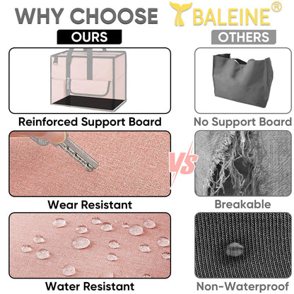 BALEINE Large Utility Tote Bag with Reinforced Bottom, Multi-Pockets and Top Zipper Closure, Perfect for Teachers, Nurses, Travel, Work - Water-Resistant (Medium, Navy)