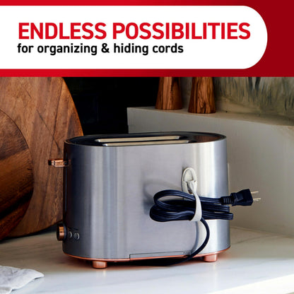 Command Cord Bundlers, Damage Free Hanging Cord Organizer, No Tools Cord Bundler for Hanging Electrical Cables, 6 Gray Cord Bundlers and 12 Command Strips