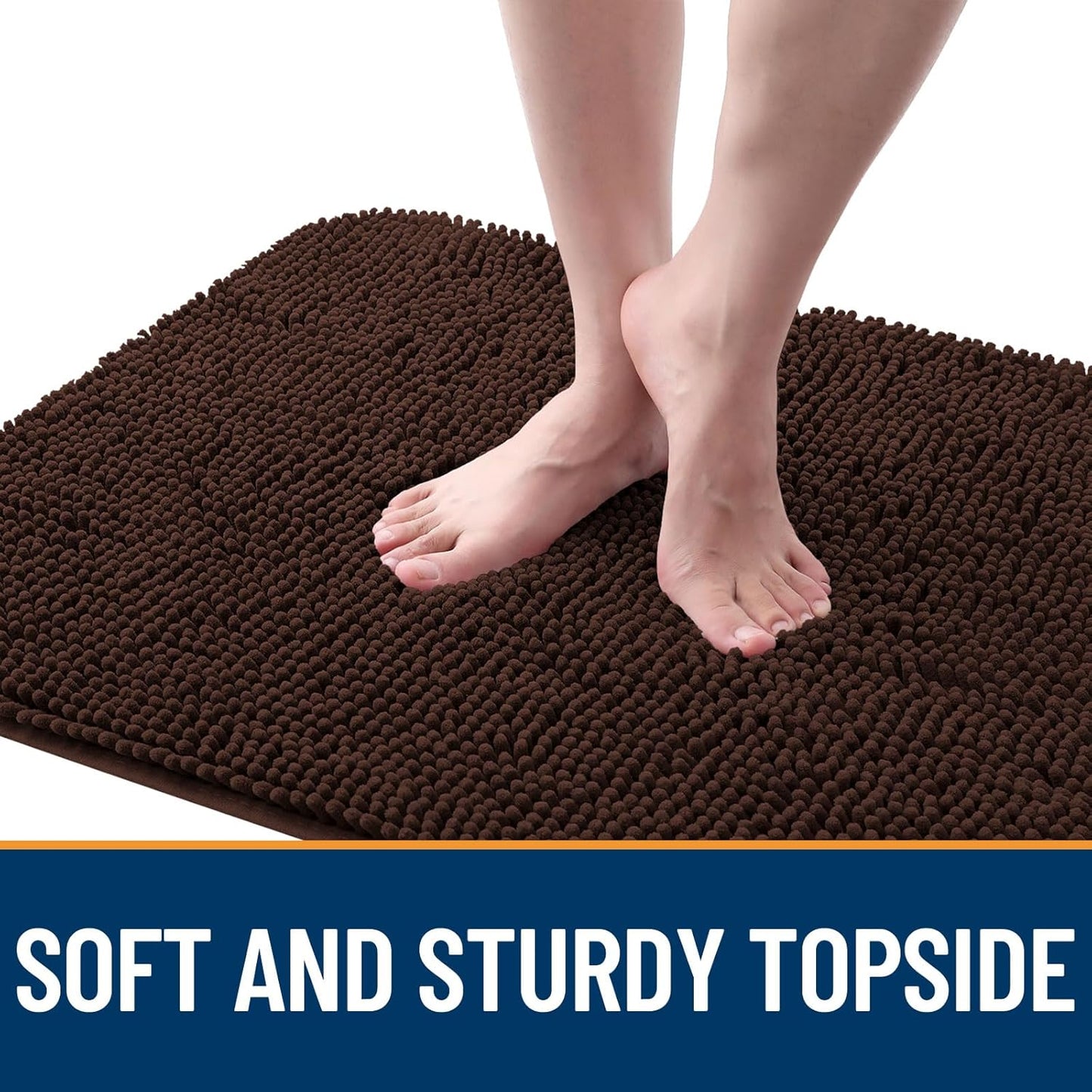 OLANLY Dog Door Mat - Absorbent Non-Slip Mud Mat for Indoor Use | 59x32 Inches, Quick-Dry Chenille, Brown
