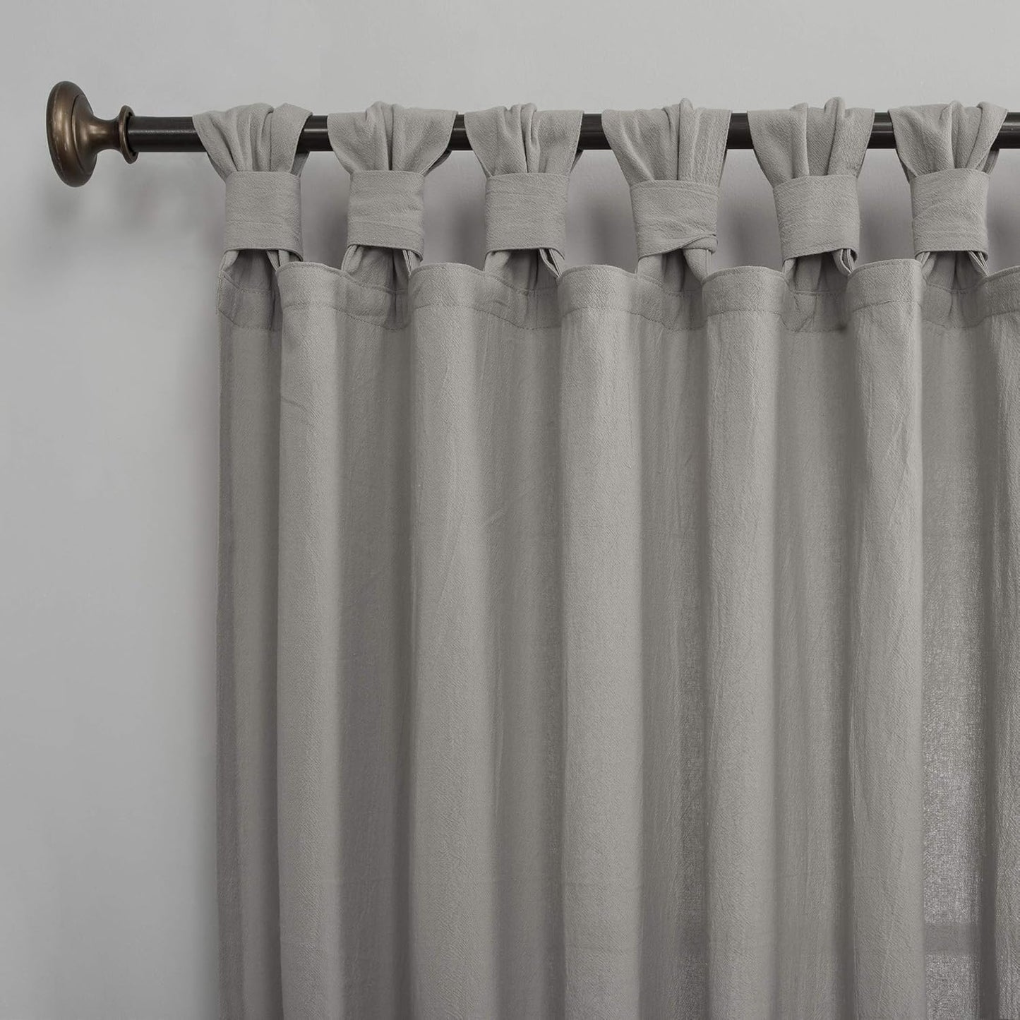 Archaeo Washed Cotton Twist Tab Curtain, 52" x 63", Silver Gray for Home Decor