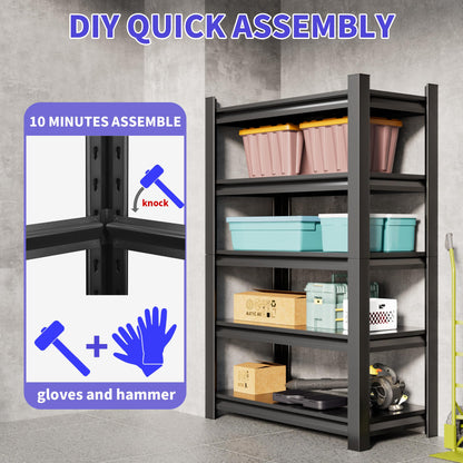 Hzdbhd 2 Sets Garage Shelving Unit 24" D x 48" W x 72" H Heavy Duty Storage Shelves Easy Assembly 5 Tier Adjustable Metal Shelving Utility Shelf Rack Garage Storage Organizer for Basement, Warehouse