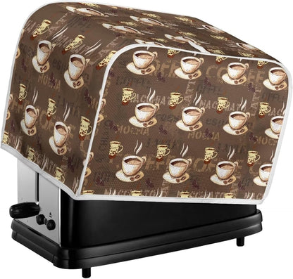 Coffee Design 2 Slice Toaster Dust Covers, Decorative Lotus Print, Stain Resistant Kitchen Appliance Cover