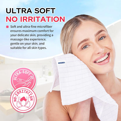 24 Pack White Washcloths, Microfiber Face Cloths, Soft Bulk Fingertip Towels, Lint Free Quick Dry Absorbent Reusable