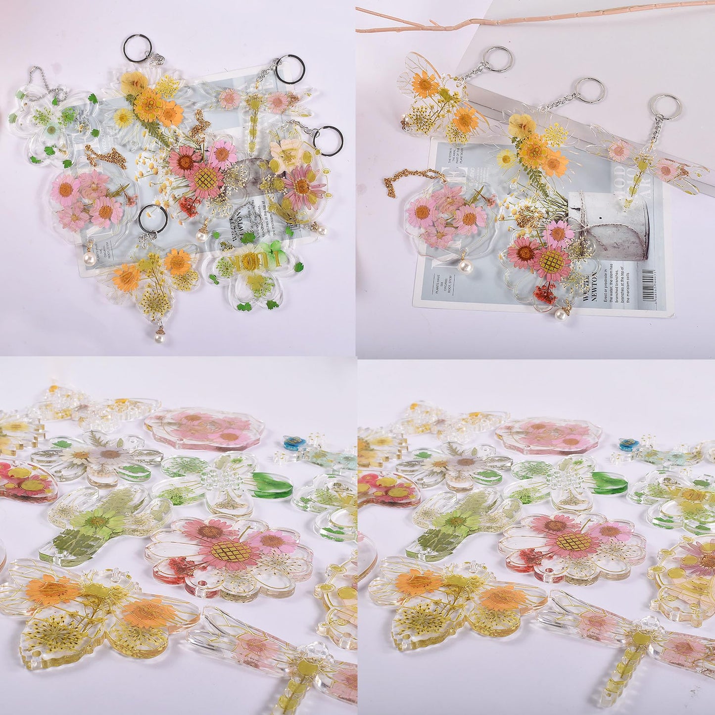 Attuslla 3 PCS Pendant Resin Molds Silicone Resin Jewelry Molds, Earring Making Kit, Silicone Molds with Key Chains, Jump Rings for Pendant, Keychain Charm